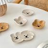 Adorable Ceramic Sauce Dish With Cute Dog & Bear Design - Single/Double Compartment Dip Bowl For Condiments, Snacks, Sushi, Soy