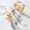 European and American Exaggerated Heavy Industry Metal Leaves Flower Opening Bracelet Ins Cold Wind Simple Jewelry Women