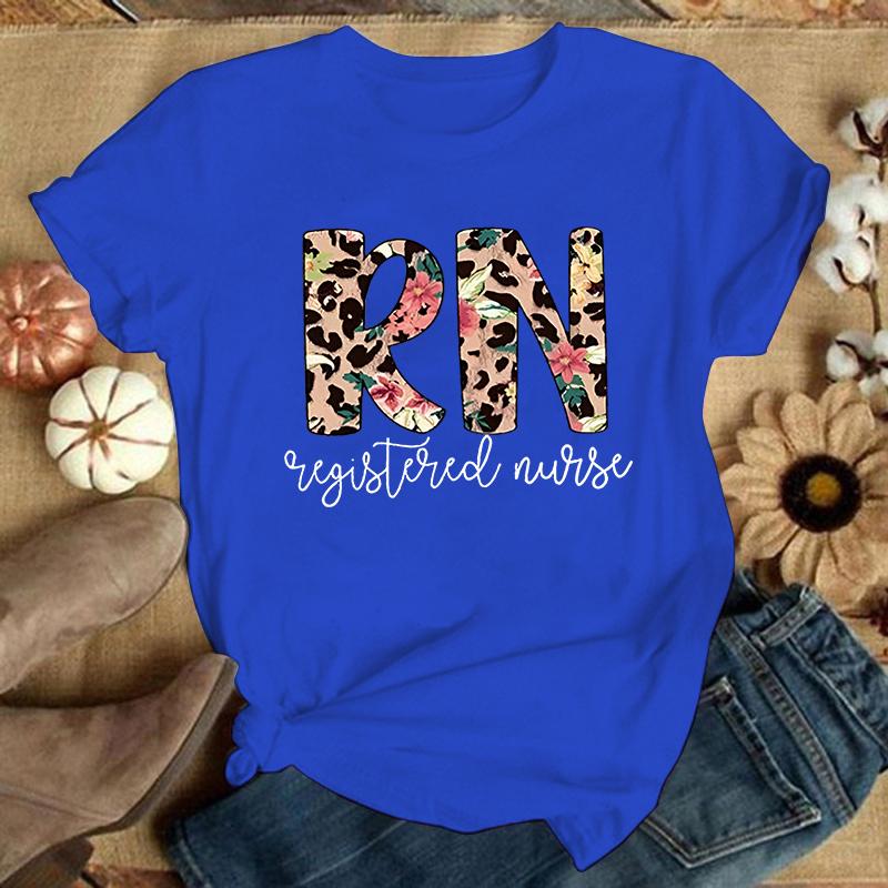 Moda Dia Internacional dos Enfermeiros RN Enfermeira Registrada Estampa Camiseta Gráfica Unisex Moda Casual Camiseta de Manga Curta