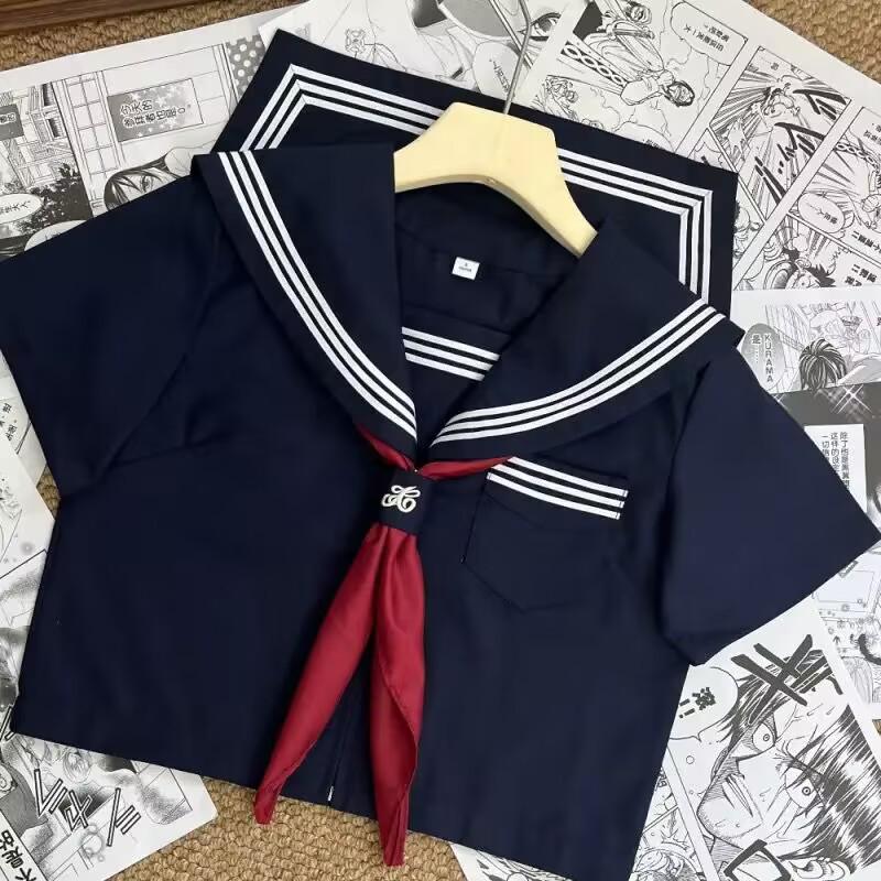 Upgraded White Japanese Sailor Suit: Classic Three-Piece Academy JK Uniform Set