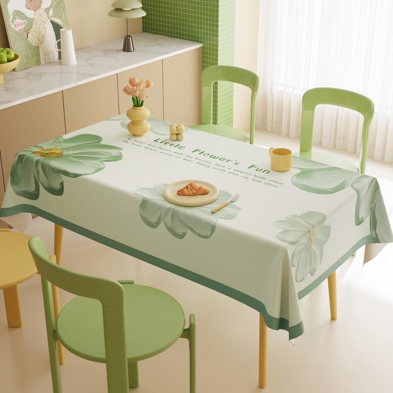 Fresh Floral Rectangle Tablecloth  Kitchen Dining, Waterproof Oil-Proof Non-Stick Botanical Table Cover Home Decor