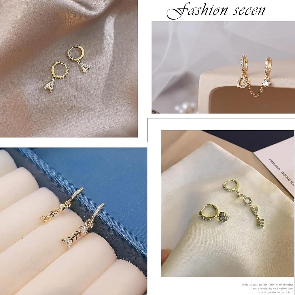 Pandahall 10pcs Real Gold Plated Cubic Zirconia Hoop Earrings Round Lever Back Earring Components Findings for Women Gifts Jewelry Making DIY Crafts