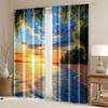 2pcs, Window Curtains Beach Sunrise Sunset Natural Scenery Versatile Polyester Fabric,Without Electricity Family Party Perfect