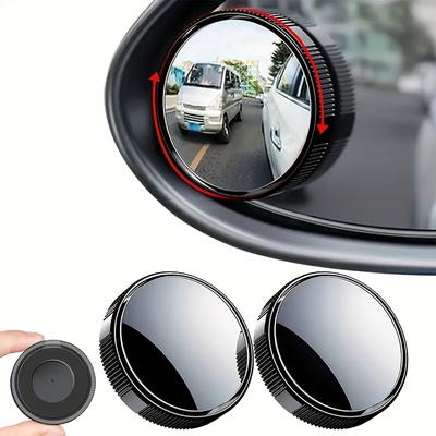 2pcs/set New Car Sucker Rearview Mirror 360-degree Rotation Adjustable Wide-angle Blind Spot Mirror Reversing Small Round Mirror Universal.
