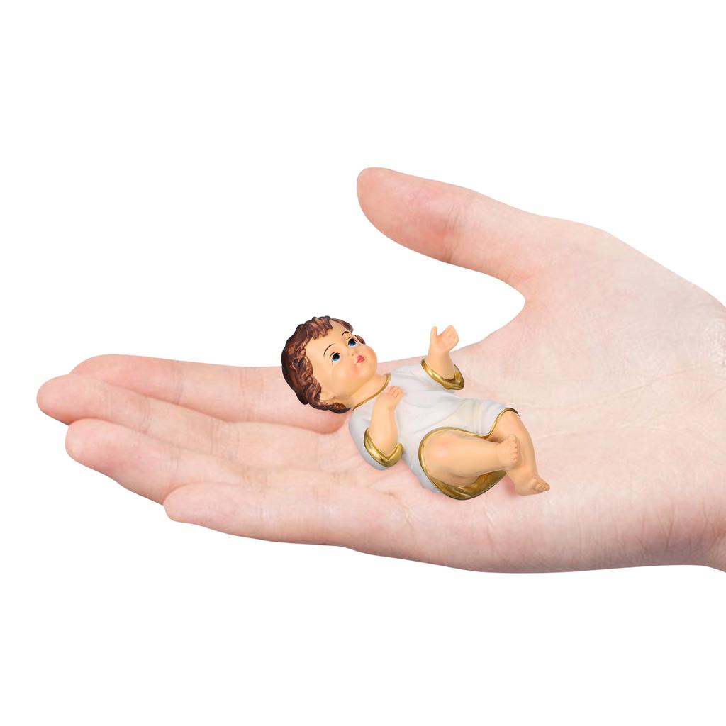 1 pz Statuetta Bambino Gesù Resina Scultura Presepe Bambino Nella Mangiatoia Statuette Scena della Natività Per Natale Interno Statua di Gesù Decorazione