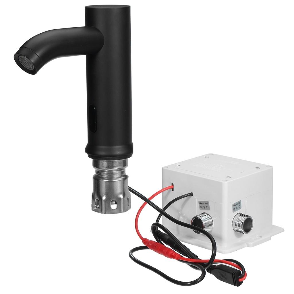 Matte Black Solid Brass Cold Water Touch-Free Infrared Tap Automatic Sensor Faucet Bathroom Basin Sink Faucets Deck Mounted