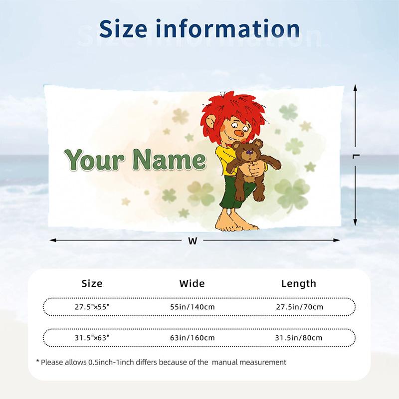 Custom Text Beach Towel, Soft Absorbent Swimming Multi-use TowelPumuckl