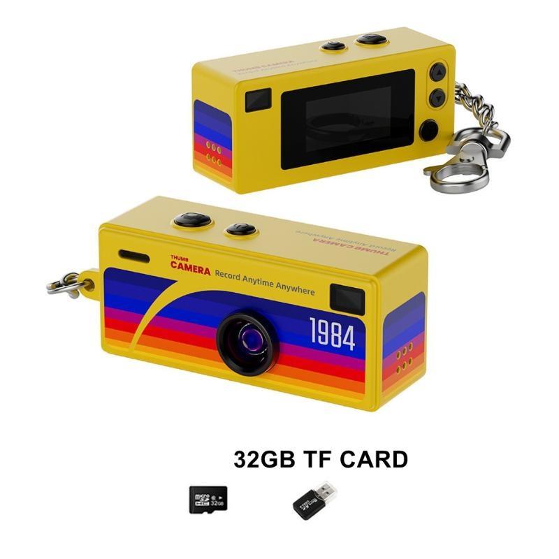 Daumenkamera 1080P HD Mini Schlüsselanhänger Rekorder 26G Tragbar Af Autofokus 130° Weitwinkel Eingebauter Blitz Mehrfarbig Retro-Stil
