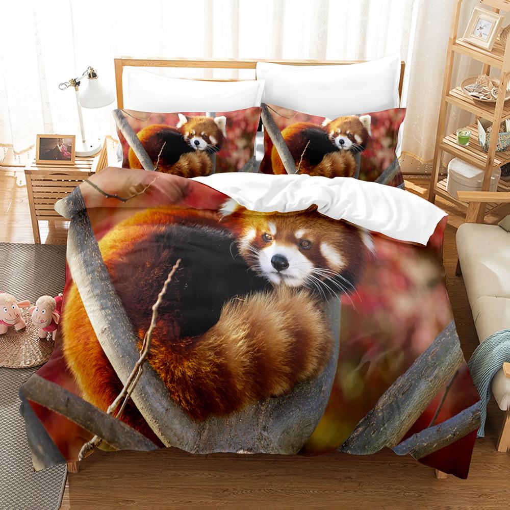 

3D Комплекты постельного белья Малая панда Набор пододеяльника с наволочкой Твин Фул Квин Кинг Постельные принадлежности Постельное белье EU single(135x200cm)