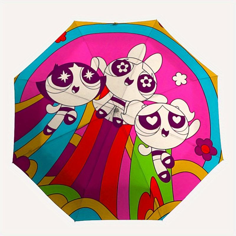 

1pc Powerpuff Girls Automatic Exquisite Umbrella with Folding feature - Compact Travel Umbrella, Perfect Gift for Birthday, Christmas, 095