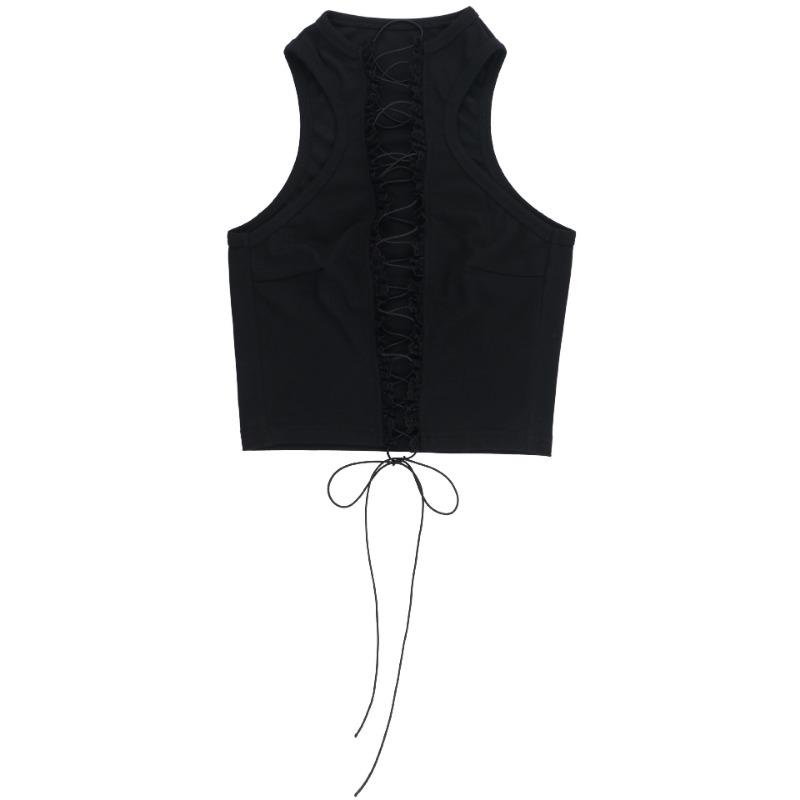 Women Sexy Strappy Sleeveless Slim Fit Solid Cropped Casual Tank Top