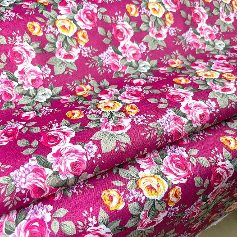 Rosenblüten Baumwoll-Poplin Druckstoff Zum Nähen Kopftuchstoff Frühling Hemd Damenbekleidung Handarbeit DIY Basteln Pro halber Meter