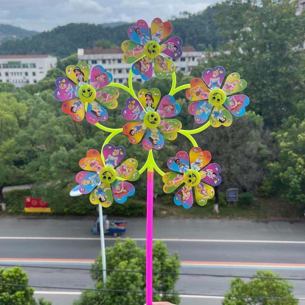 Children's Smiley Face Sunflower Pinwheel with Cartoon Design