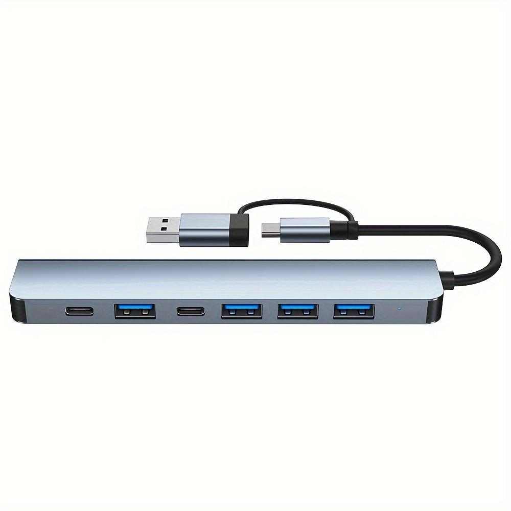 Hub USB C Hub USB 3.0, Extender USB 7 în 1 din aluminiu, Splitter USB cu 1 x USB 3.0, 4 x USB 2.0 și 2 x porturi USB C pentru PC/laptop