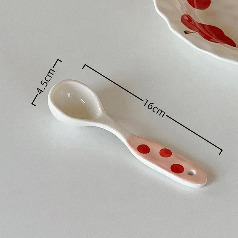 1PCS Cute Underglaze Ceramic Spoon Cartooon Long Handle Perfect For Home Dessert Spoon Yogurt Oatmeal Kitchen Accessories4