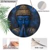 2D Flat Aluminum Vintage Blue Zen Buddha Putuo Round Metal Sign, Man Cave Wall Art Sign for Front Door, Zen Garden Accessories & Meditation Room