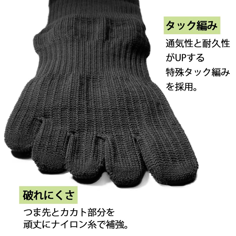 Gutsman Super Strong Set for 100km Marches and Compression Socks for and the Forces Five-Toe Socks, 2-Pair (FR-01), Exercises, Durable, Thick, Men's