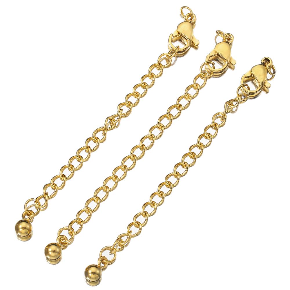 No Fade 10pcs 5pcs Stainless Steel Extension Chain Extended Connector Ball Tail Chain for Bracelet Necklace Jewelry Making DIY