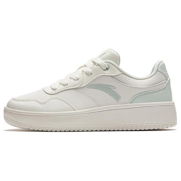 New Anta Slip Resistant Low Top Skateboard Shoes Women's White Green 922428010-2