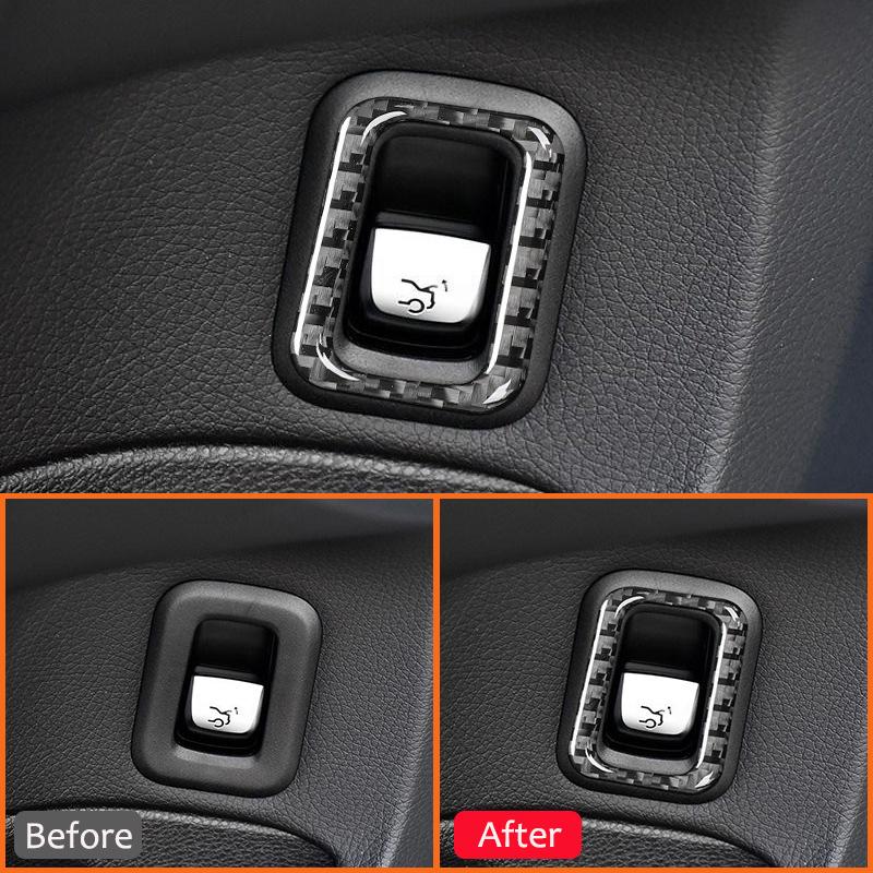 Carbon Fiber Car Rear Trunk Switch Button Panel Trim Frame Decoration Sticker For Mercedes Benz 2016- C Class GLC W205