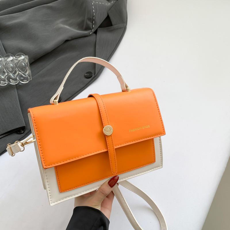 Chic Color Block Vintage Small Square Handbag For Women With Single Shoulder Strap