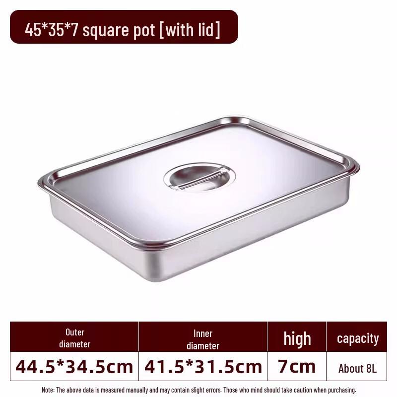 Stainless Steel Rectangular Deep Basin with Lid