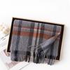 Autumn and Winter Korean Style Plaid High end Contrast Color Warm Indoor Shawl Pure Cashmere Scarf for Women with High Quality