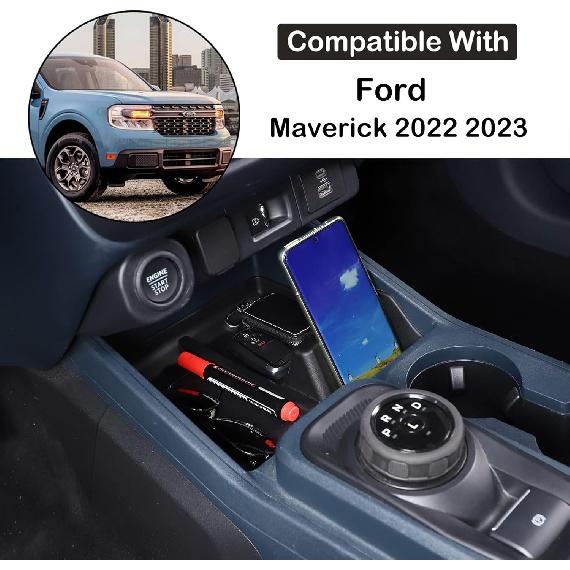 Car Center Console Organizer Compatible with Ford Maverick 2022-2024 Central Control Groove Shock Pad Organizer Tray Storage Insert Tray Gear Shift