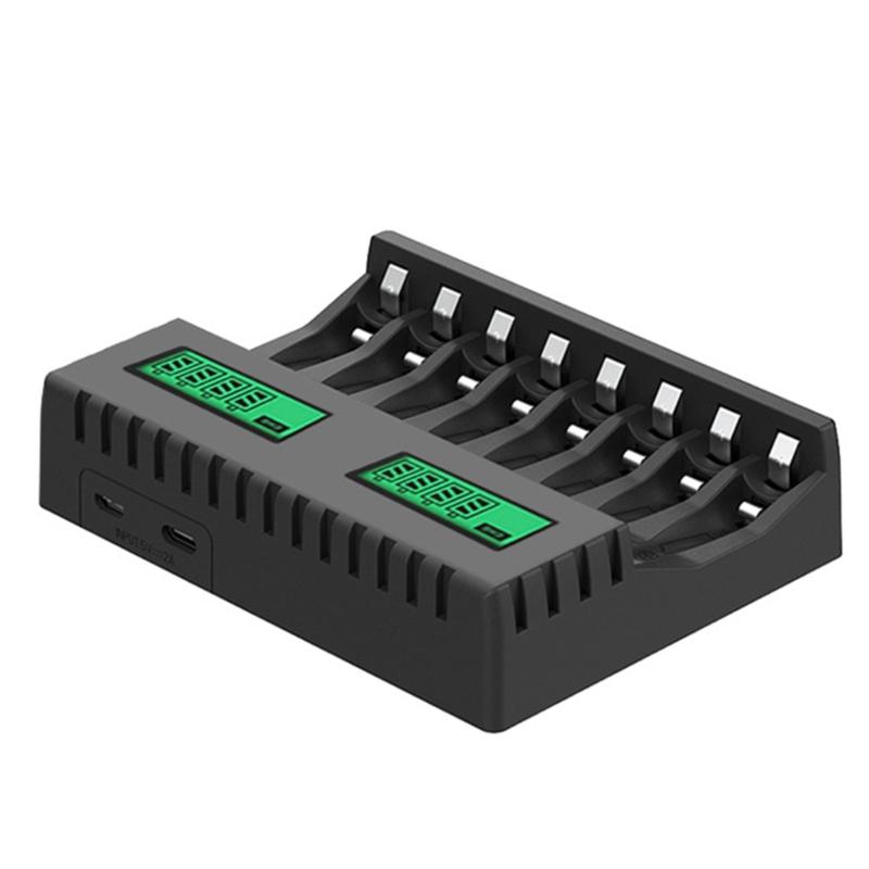 Battery Charger Intelligent Lcd Indicator Short Circuit Protection for AA/AAA Rechargeable Battery Charger 8 Slot