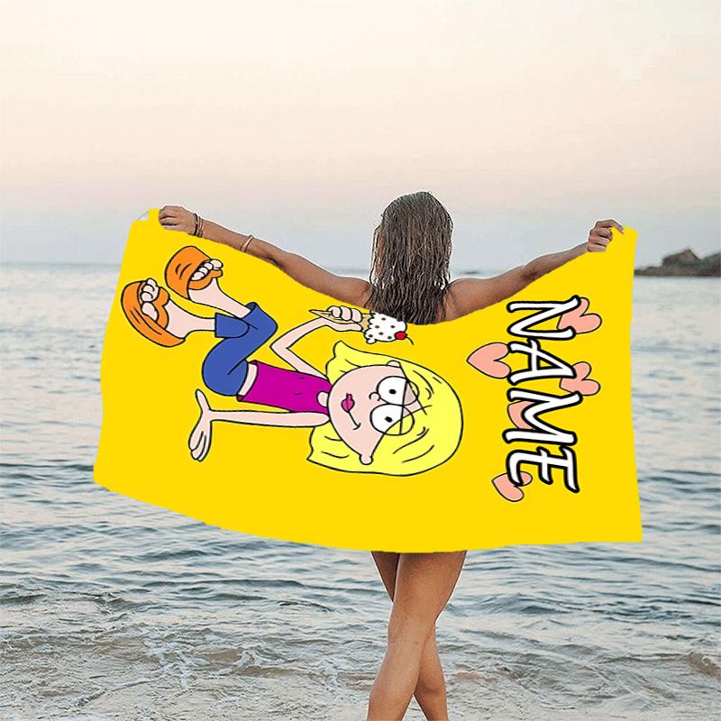 1pc Lizzie McGuire Y Sus Locuras2 Beach Towel with Custom Name, Beach/Swimming/Bath/Picnic/Camping Towel, Suitable for Seaside Beaches
