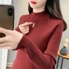 Large-sized Women's Semi-high-neck Warm Sweater for Autumn and Winter with Cut-out Stripe Knitted Pullover