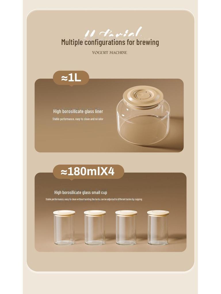 110V Intelligent Glass Yogurt Maker with Multi-Function, Automatic Temp Control, and Fermentation for Homemade Natto