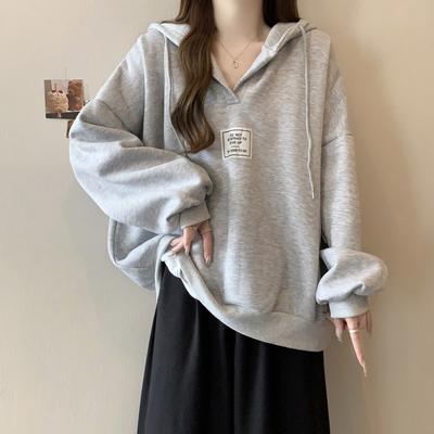 Real Shot Collar Hooded Sweater Women's Thin New Loose Lazy Top Jacket