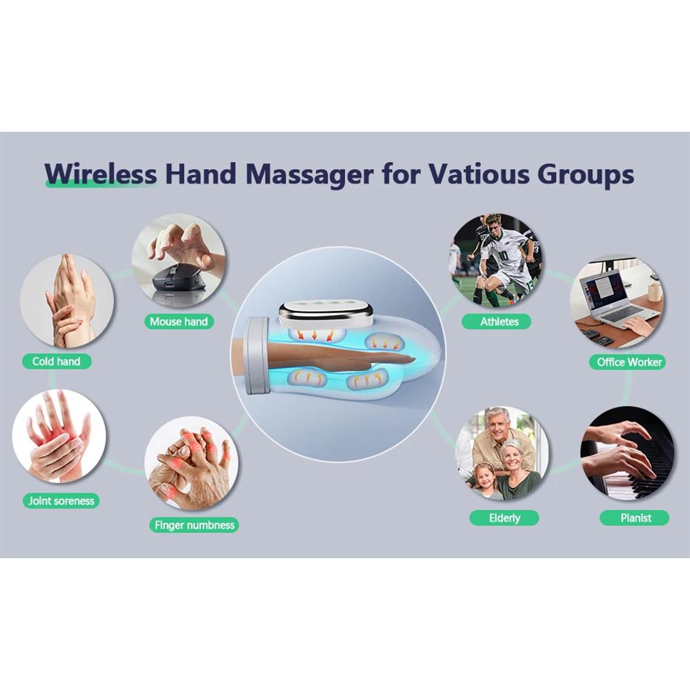 Portable Electric Hand Massager with Heat - Cordless Air Compression Relaxation Device