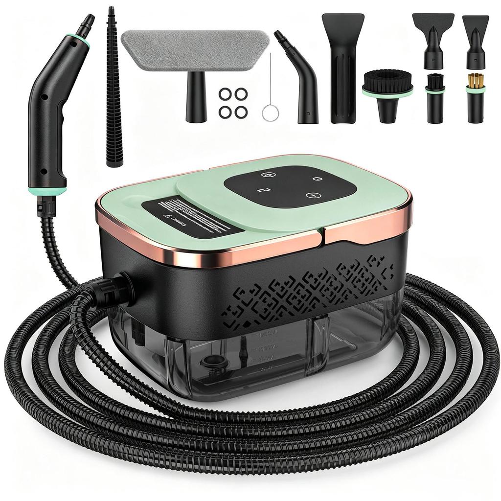 Nettoyeur Vapeur Portatif YADIMI 1500W 4 Bars de Pression avec 10 Accessoires, Chauffage Rapide en 10s & Réglable sur 6 Niveaux pour Hotte, Toilettes, Carrelage, Intérieur de Voiture