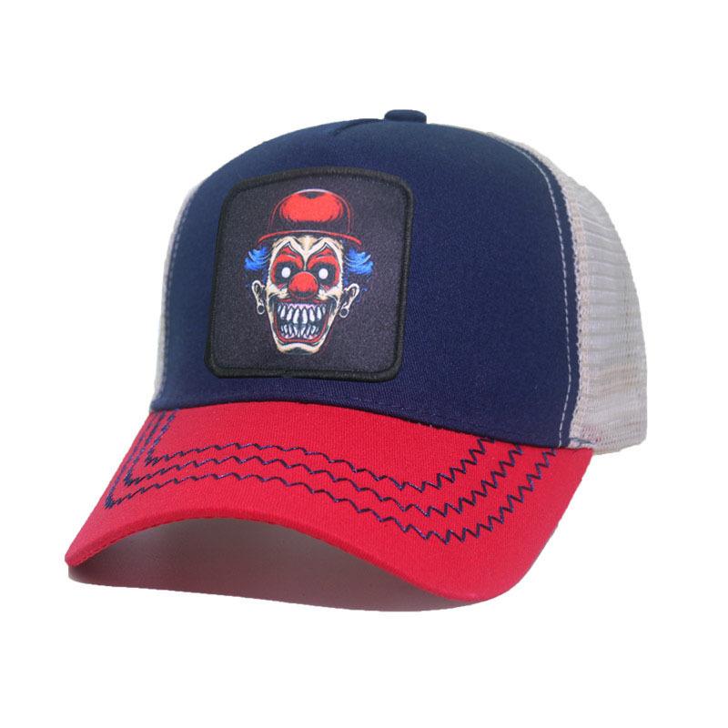 Trendy Fashionableable Clown Embroidery Stitched Baseball Cap For Men And Women, Backless Hip-Hop Hat, Summer Breathable Mesh Sun Gorras Unisex Str
