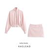Kaslead New Arrival Women's Clothing Fashion Style Zipper Ornament Flannel Sweatshirt Mini Skirt 4174838 4174839