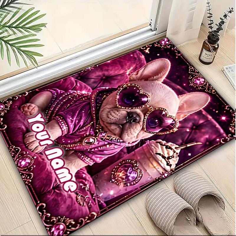 1PC Custom Name Fancy Dog Style Theme Floor Mat Ideal for Living Room, Game Rooms, Office, Bedroom,Floor Mat Playful Design