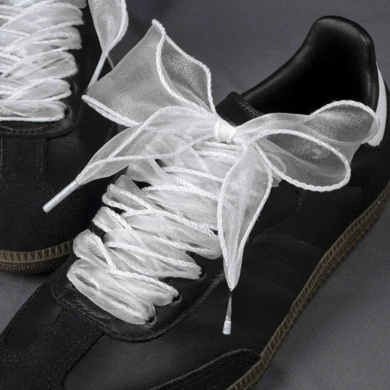 Mode Chiffon Garn Schnürsenkel 4cm Breitere Flache Seide Schnürsenkel Sneakers Seil Schnürsenkel für Schuhe 100/120/140/160CM Schuhzubehör