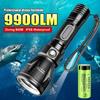 Professional Diving Flashlight 100M Depth Scuba Dive Handlamp Use 18650 Battery Portable Ultra Powerful Torch with Hand Rope