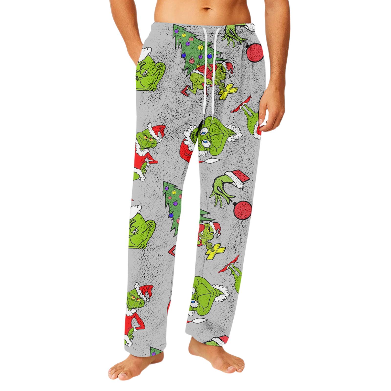 

Men s Drawstring Pocket Flannel Pants Homewear Sleep Pants L