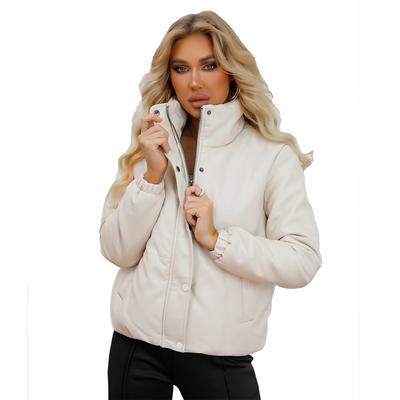 Women's Padded Jacket 2024 Women's Winter Jacket High Collar Zipper Thicken Warm Cotton Jacket Female Short Leather Jacket