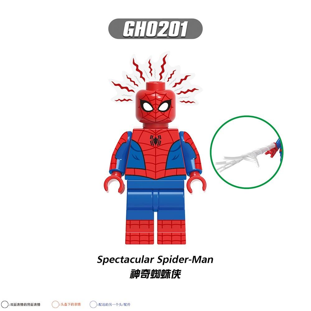 G0126 Superhero Series Peter Parker Shadow Crimson Flower Web Assembly Building Block Mini Doll Bag