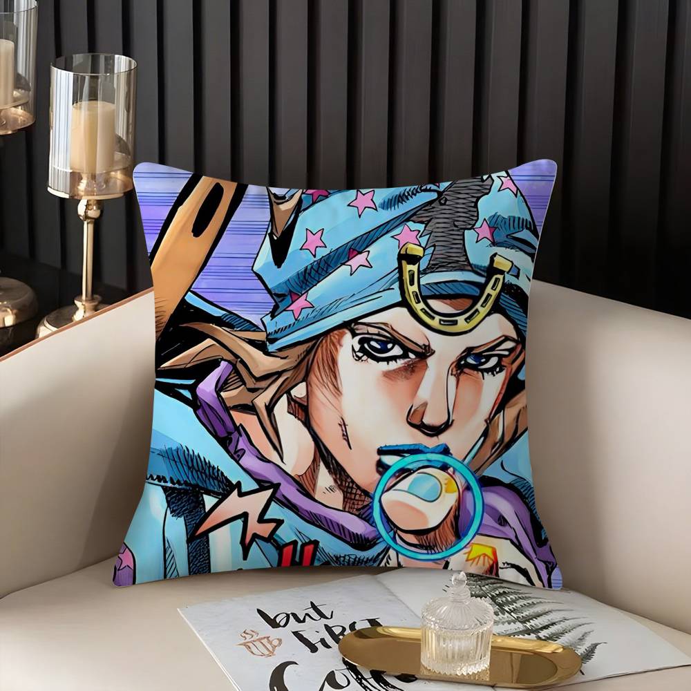 J-JoJo B-Bizarre Adventure Pillow Case Home Dorm Chair Back Short Plush Double-sided Printing Office Nap Time Cushion Cover