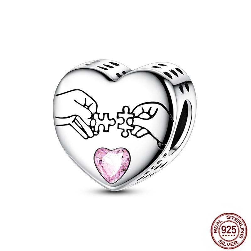 Copper Loveheart Charms Beads Cute Cat Panda Poker Phone Charm Pendant Fit Original Bracelet Diy Jewelry Women Gift