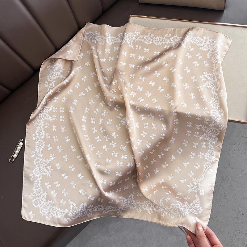 European and American Simple Cashew Print Square Scarf Fresh and Fashionable Temperament Imitation Silk Scarf for Women