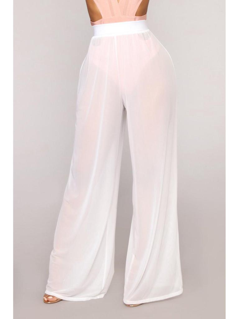 2025 Sheer High-Waisted Wide-Leg Mesh Trousers – European & American Style