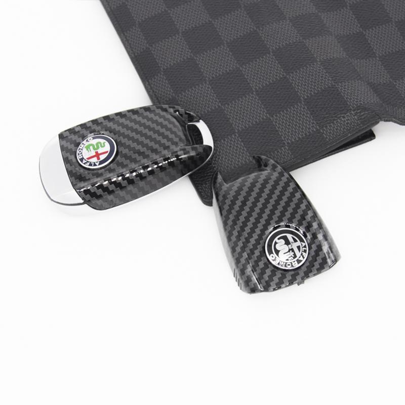 SYENG1 Car Key Cover Replacement Key Case for Alfa Romeo Giulia Stelvio Tonale Carbon Fiber Style