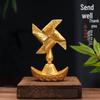 Yuanbao Pinwheel Rotating Ornament: Desktop & Car Fortune-Attracting Fan with Wind Chime Sounds