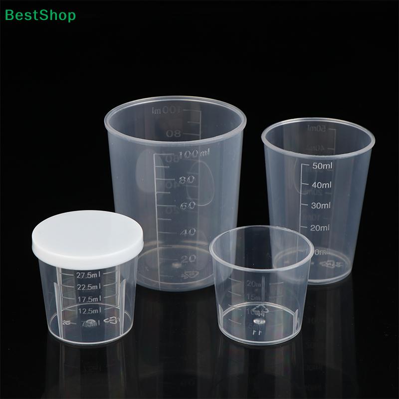10Pcs Plastic Measuring Cup Set with Lids-Graduated Lab/Kitchen Storage Cups,Leakproof Small Container for Liquids & Powders